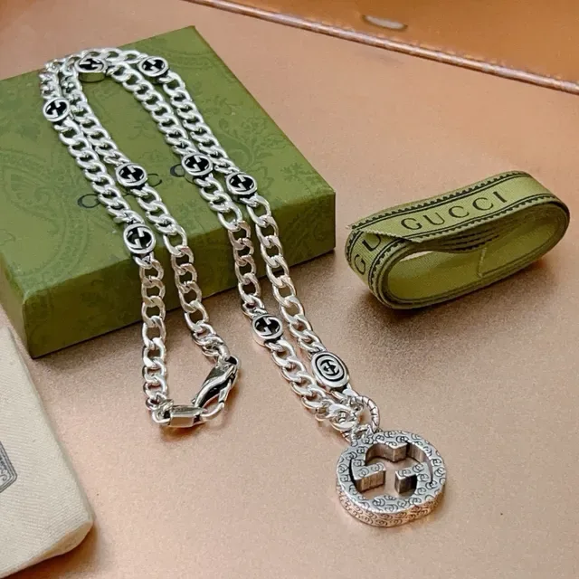 Gucci GG Marmont Interlocking G Crystal Pendant Necklace 6