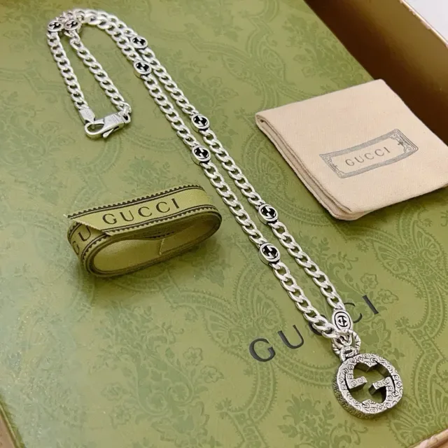 Gucci GG Marmont Interlocking G Crystal Pendant Necklace 9