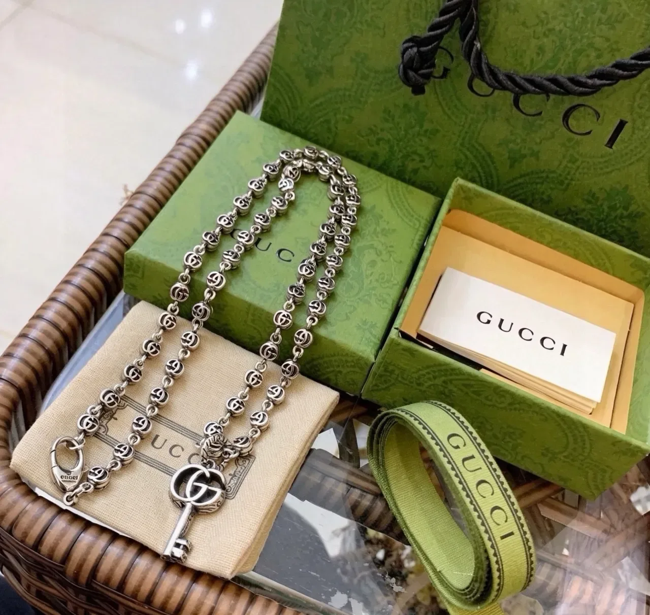 Gucci GG Marmont Key Pendant Silver-Tone Necklace 3