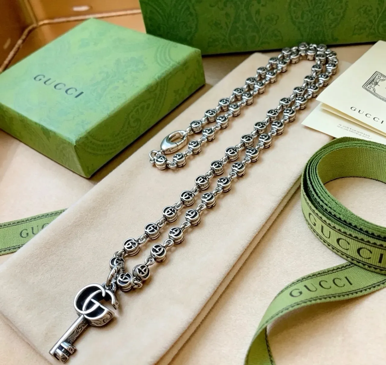 Gucci GG Marmont Key Pendant Silver-Tone Necklace 8