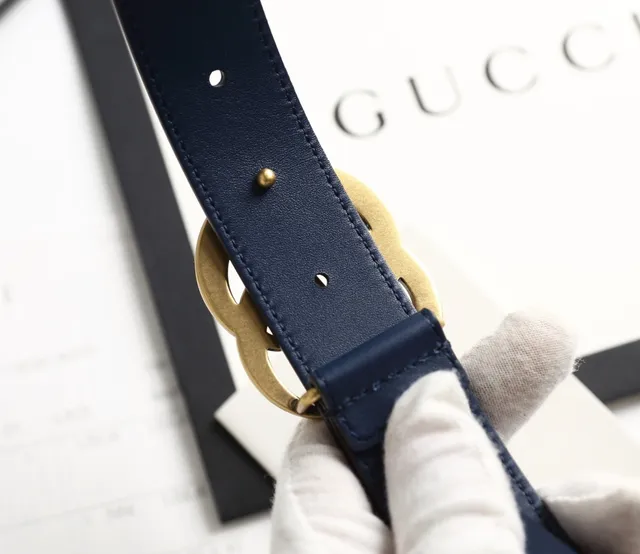 Gucci GG Marmont 海军蓝皮革腰带 2