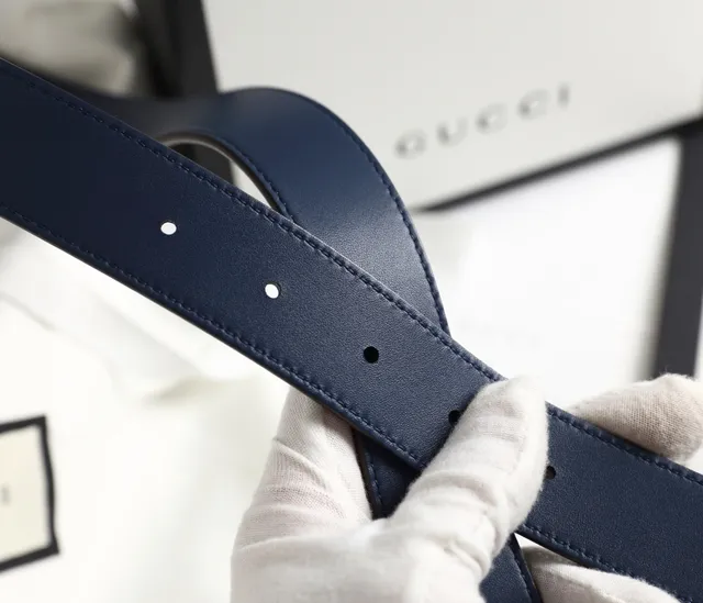 Gucci GG Marmont 海军蓝皮革腰带 3