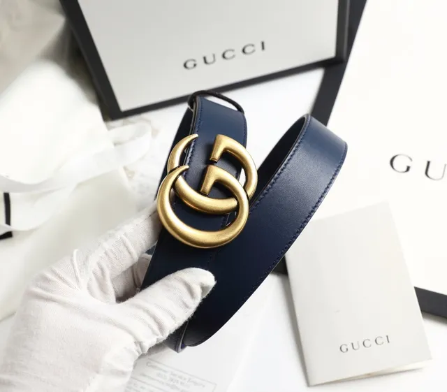 Gucci GG Marmont 海军蓝皮革腰带 4