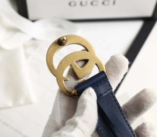 Gucci GG Marmont 海军蓝皮革腰带 5