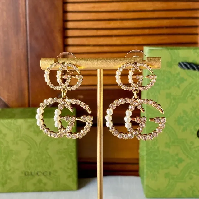 Gucci GG Marmont Pendientes con Perlas y Cristales 6