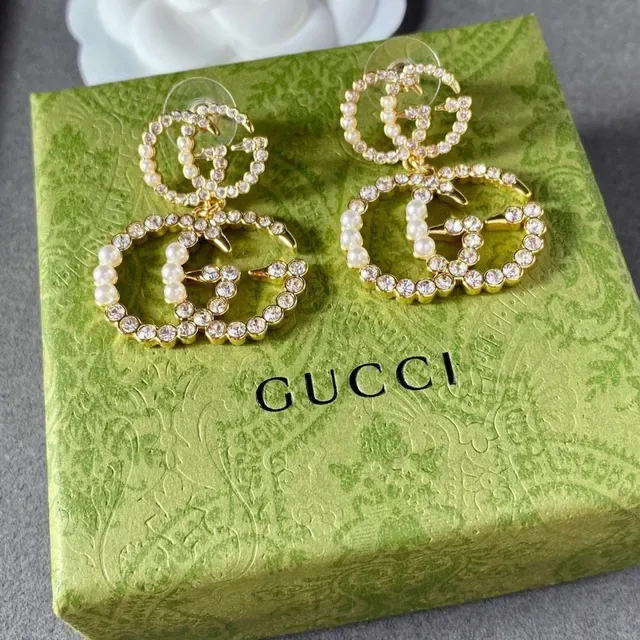 Gucci GG Marmont Pendientes con Perlas y Cristales 7
