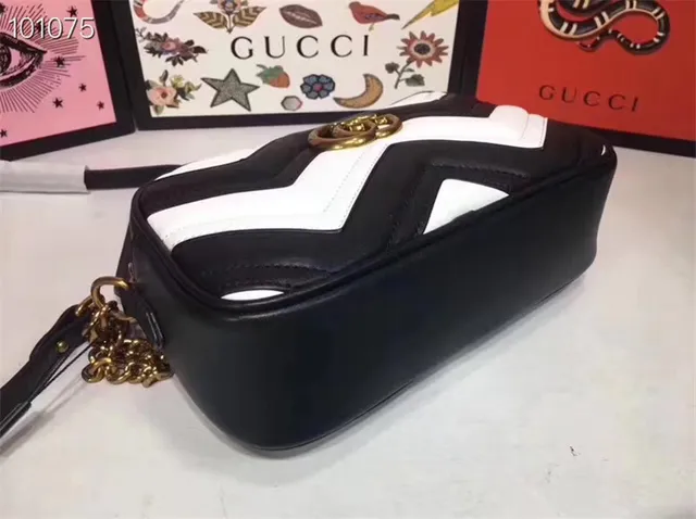Gucci GG Marmont 绗缝 Chevron 尘粉色链条包 4