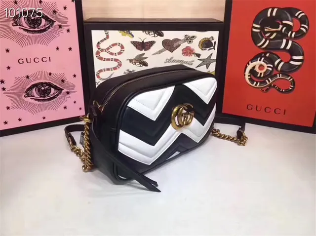 Gucci GG Marmont 绗缝 Chevron 尘粉色链条包 8