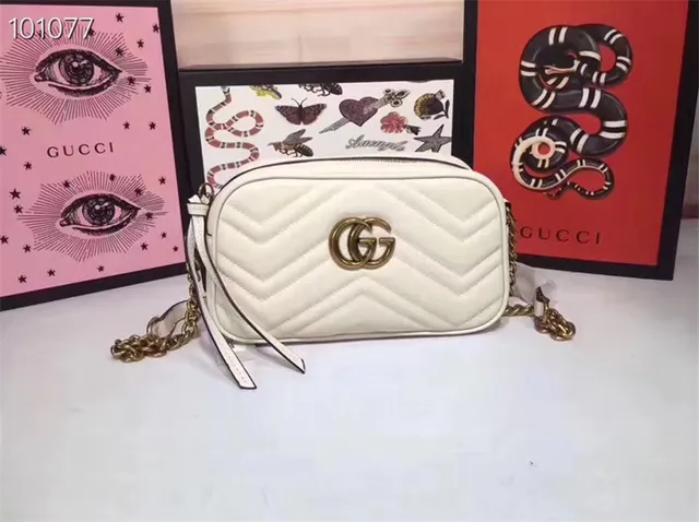 Gucci GG Marmont 绗缝 Chevron 尘粉色链条包 24