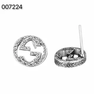 Gucci GG Marmont Brincos prateados circulares stud Interlocking G Logo