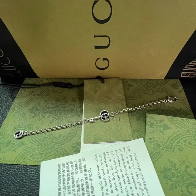 Gucci GG Marmont Silver Gold Key-Shaped Pendant Interlocking Double-G Logo Necklace 4