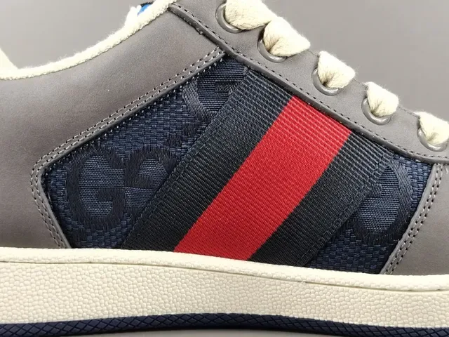 Gucci Gris y Azul Marino Low-Top Mixed-Material Upper Lifestyle Sneakers 6