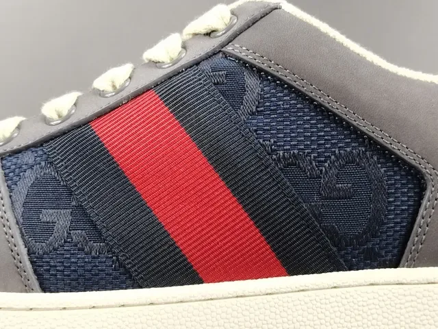 Gucci Gris y Azul Marino Low-Top Mixed-Material Upper Lifestyle Sneakers 8