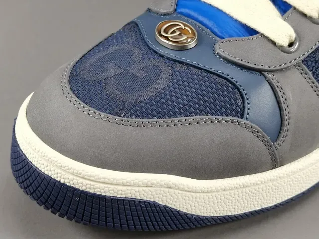 Gucci Gris y Azul Marino Low-Top Mixed-Material Upper Lifestyle Sneakers 9