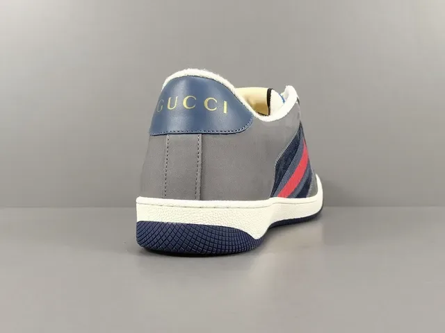 Gucci Gris y Azul Marino Low-Top Mixed-Material Upper Lifestyle Sneakers 14