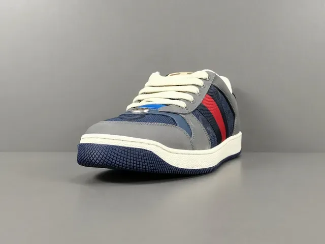 Gucci Gris y Azul Marino Low-Top Mixed-Material Upper Lifestyle Sneakers 15