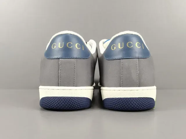 Gucci Gris y Azul Marino Low-Top Mixed-Material Upper Lifestyle Sneakers 17