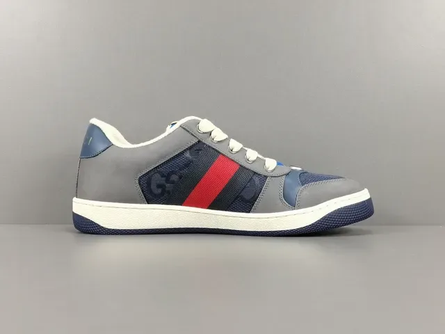 Gucci Gris y Azul Marino Low-Top Mixed-Material Upper Lifestyle Sneakers 18