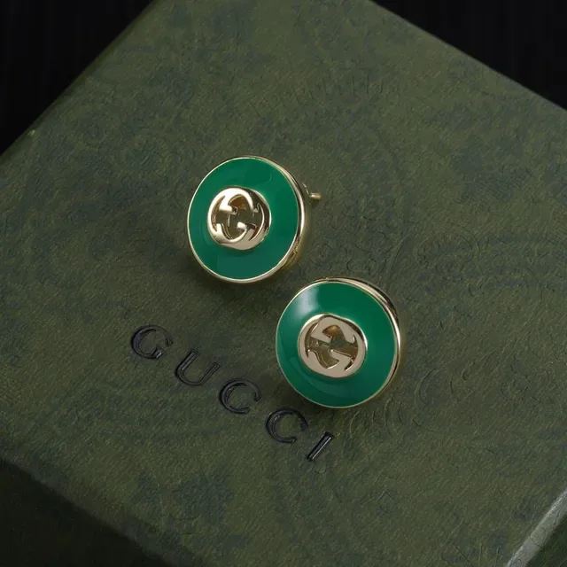 Gucci हरी सोने की वृत्ताकार इनेमेल पेंडेंट Interlocking G Logo नेकलेस 6