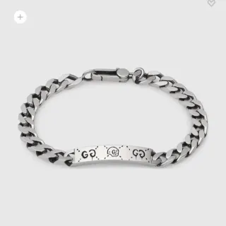Gucci GucciGhost Polished Silver Curb Chain Bracelet