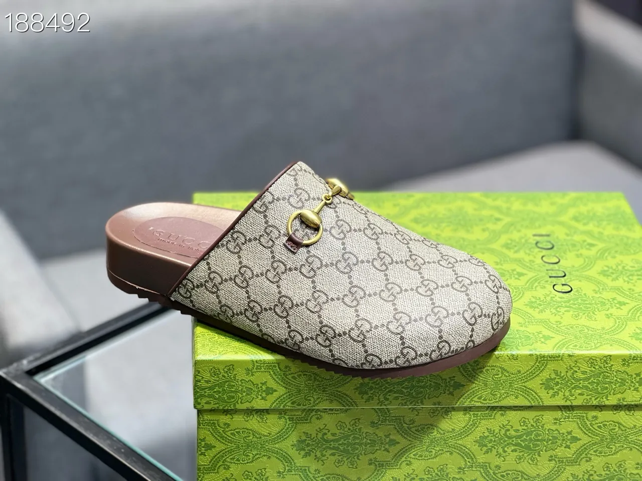 Gucci Horsebit 1955 Beige Brown GG Supreme Toile Boucle Chaussures Casuales 5
