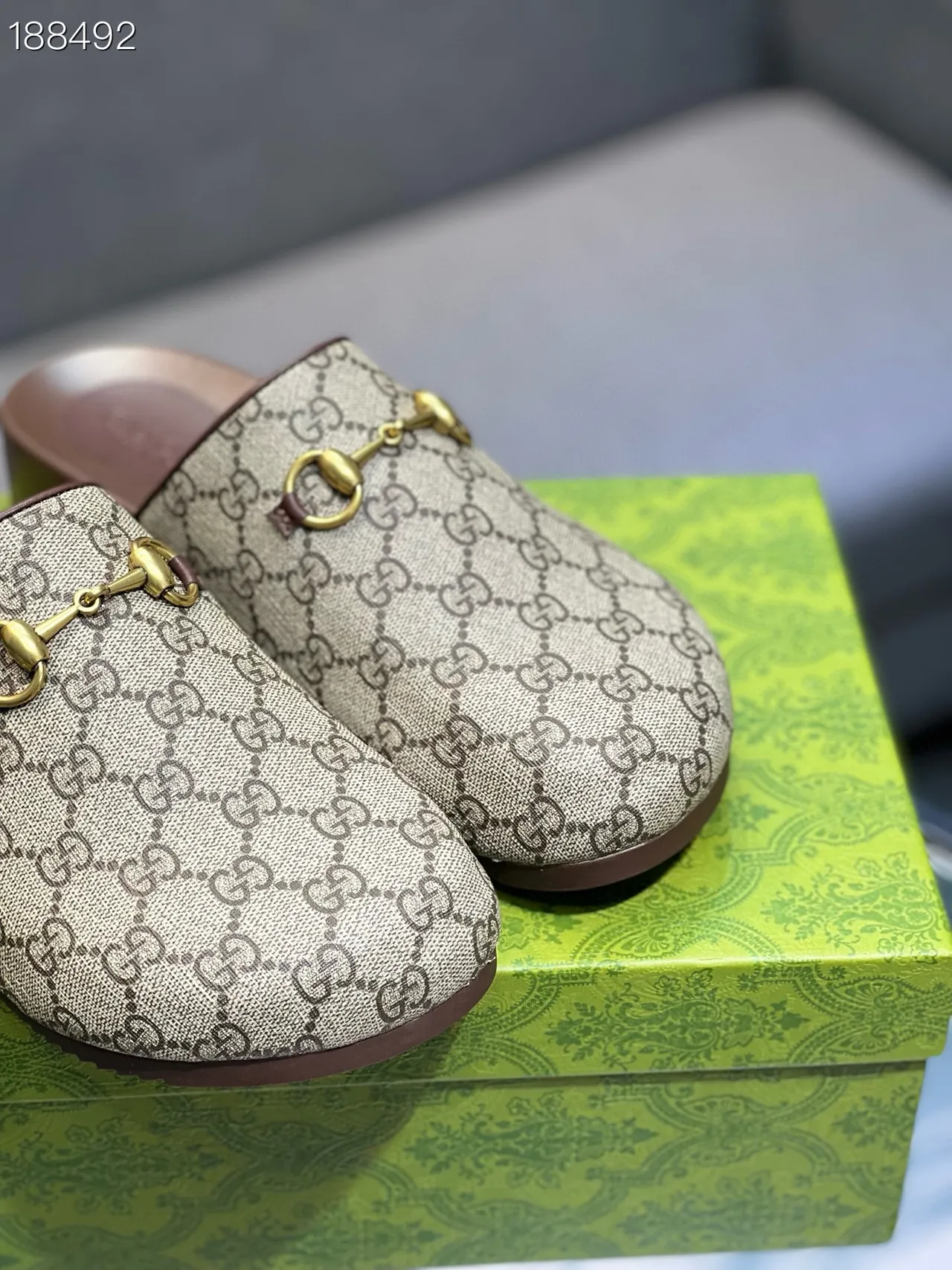 Gucci Horsebit 1955 Beige Brown GG Supreme Toile Boucle Chaussures Casuales 6