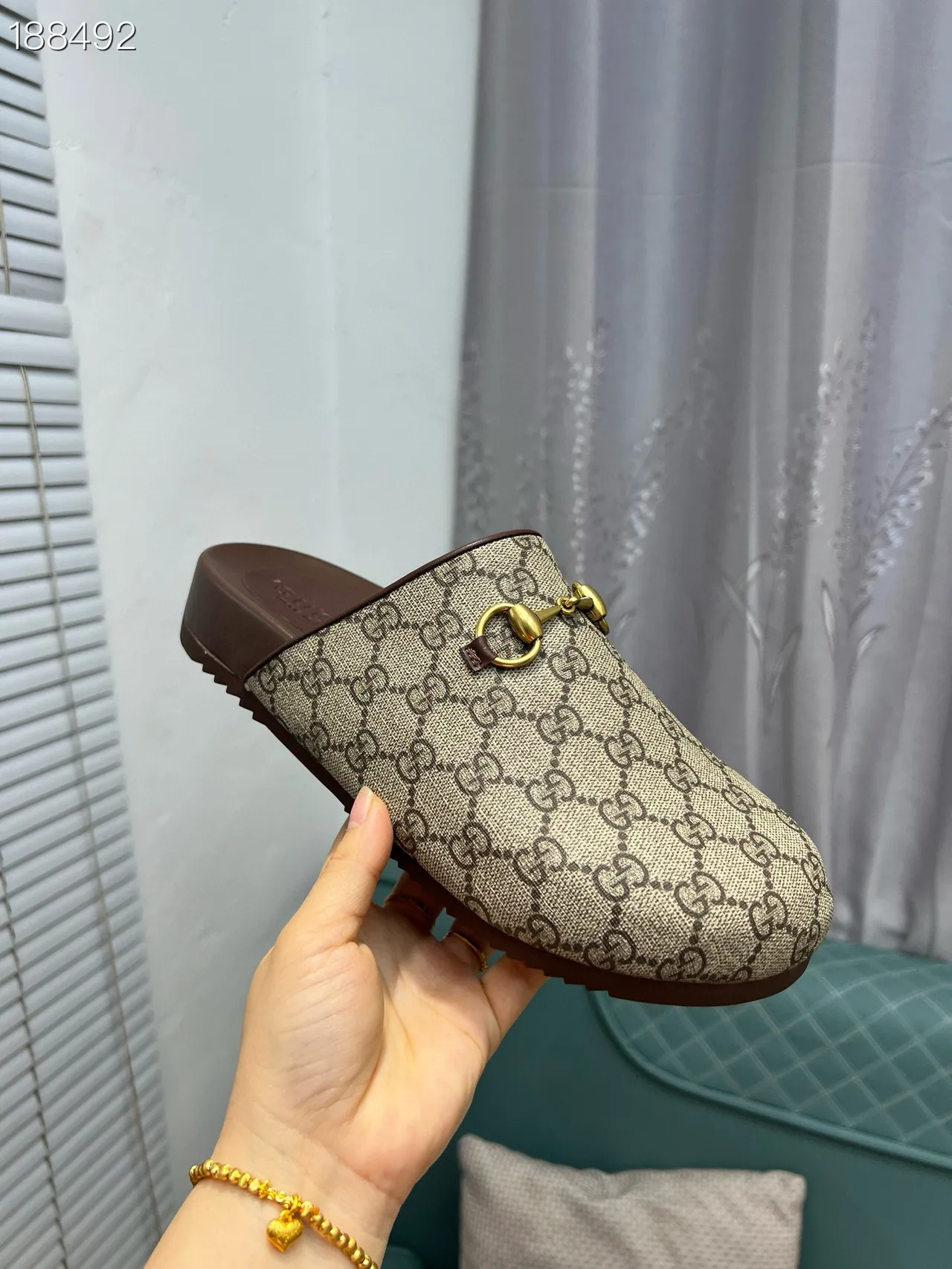 Gucci Horsebit 1955 Beige Brown GG Supreme Toile Boucle Chaussures Casuales 8
