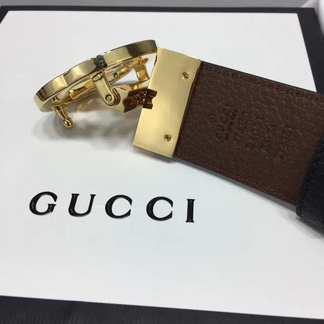Gucci Horsebit 1955 حزام جلدي أسود وبني ثنائي اللون 3