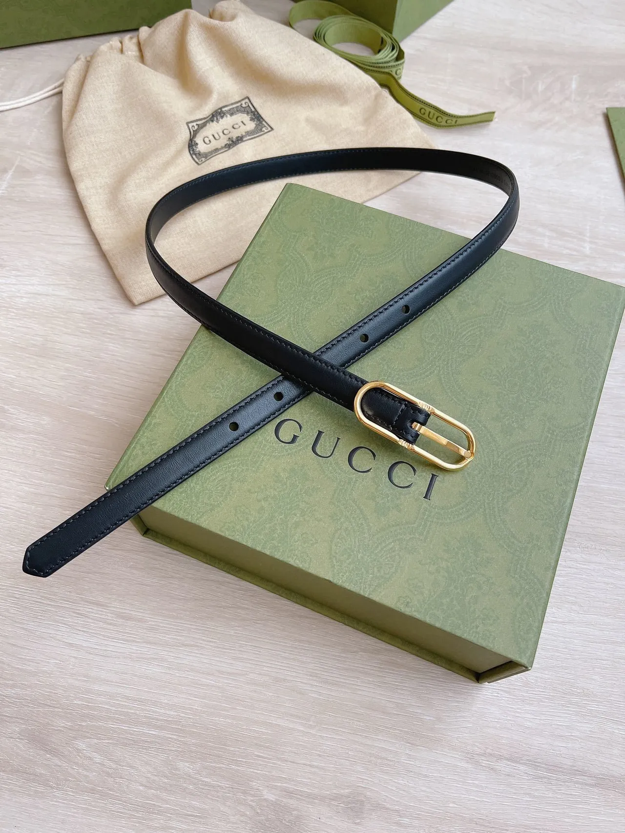 Gucci Horsebit 1955 Black Gold Narrow Oval Buckle Leather Belt 5