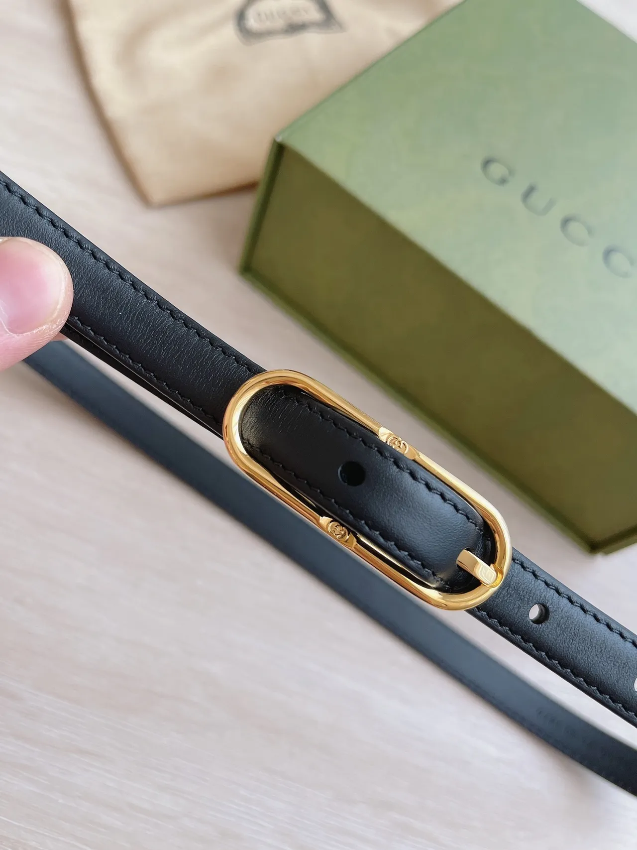 Gucci Horsebit 1955 Black Gold Narrow Oval Buckle Leather Belt 6