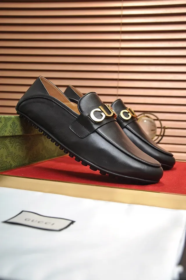 Gucci Horsebit 1955 काली चमड़ी सोने की पट्टी लूफर 7