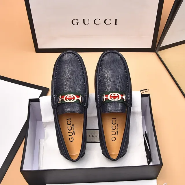 Gucci Horsebit 1955 Mocassins Couro Granulado Preto Listra Web 3