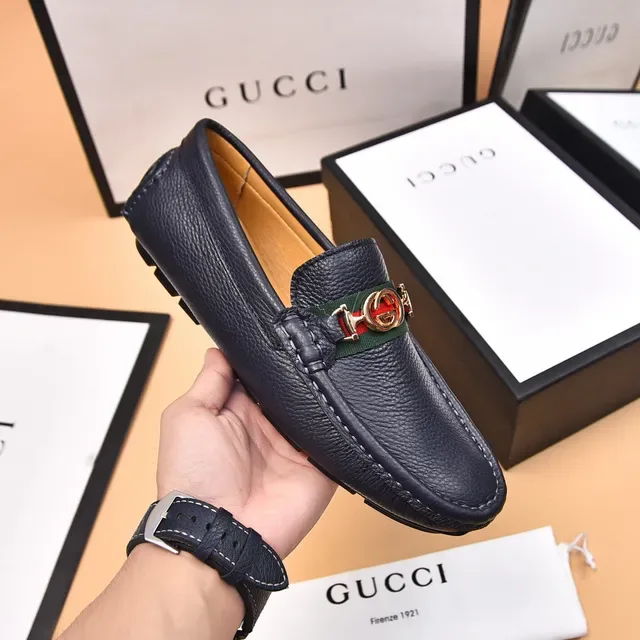 Gucci Horsebit 1955 Mocassins Couro Granulado Preto Listra Web 5