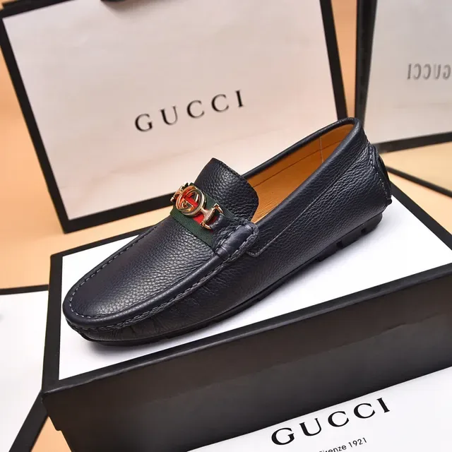 Gucci Horsebit 1955 Mocassins Couro Granulado Preto Listra Web 6