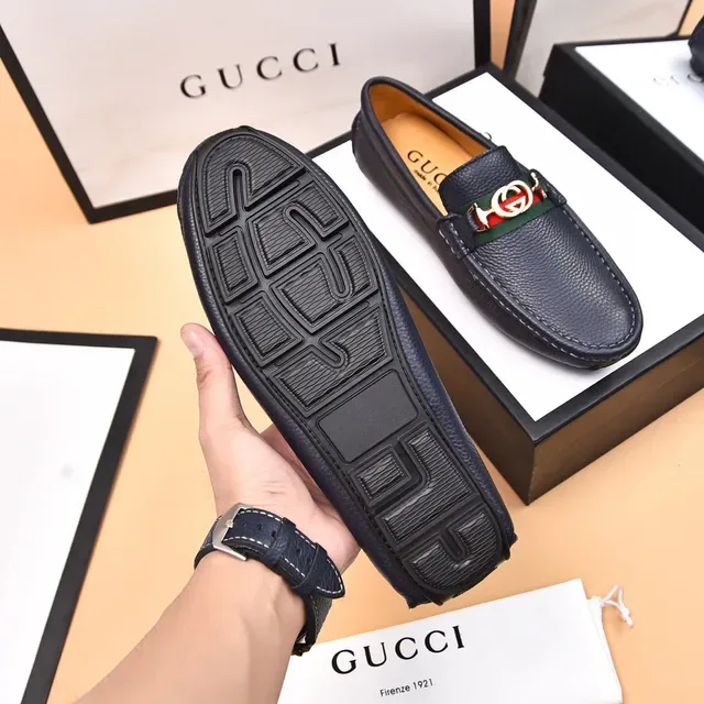 Gucci Horsebit 1955 Mocassins Couro Granulado Preto Listra Web 7