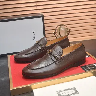 Gucci Horsebit 1955 棕色颗粒皮乐福鞋