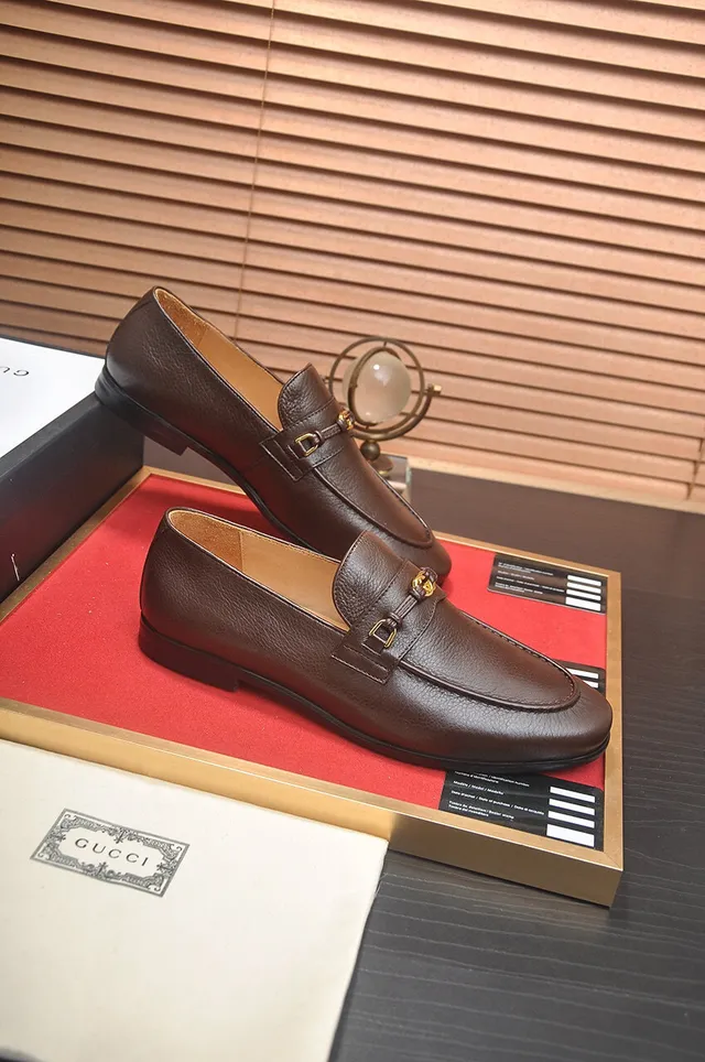 Gucci Horsebit 1955 Brown Pebbled Leather Loafers 6