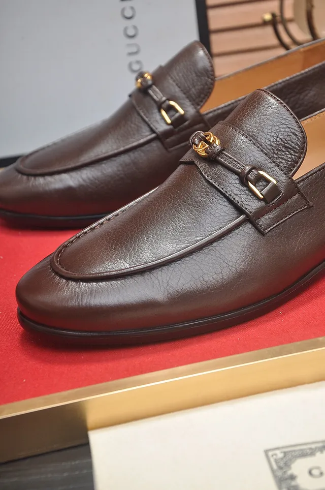 Gucci Horsebit 1955 Brown Pebbled Leather Loafers 8