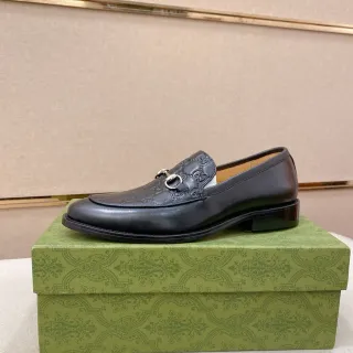 Gucci Horsebit 1955 Embossed GG Black Leather Loafer