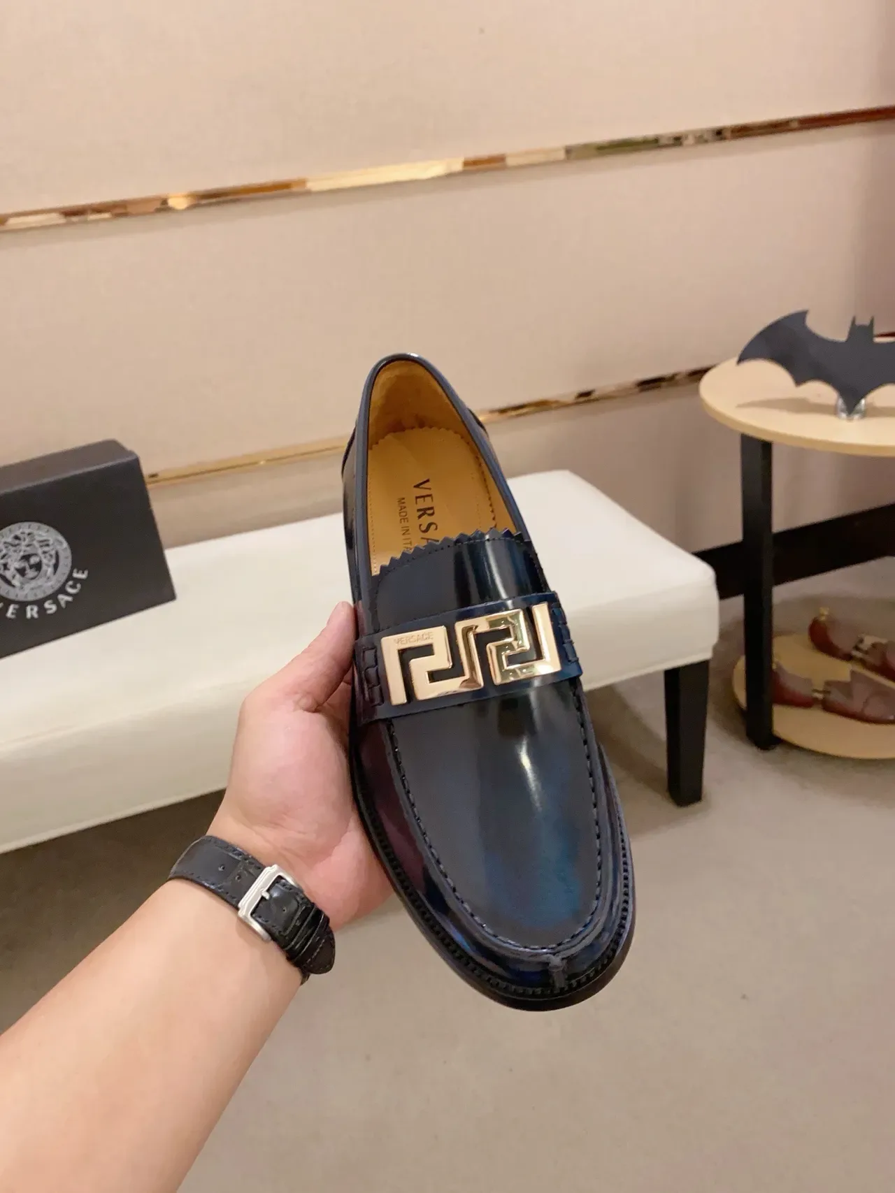 Gucci Horsebit 1955 Mocassins Bleu Marine Boucle Dorée 5