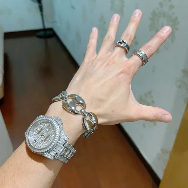 Gucci Horsebit 1955 Polished Silver-Tone Interlocking Oval-Link Bracelet 2