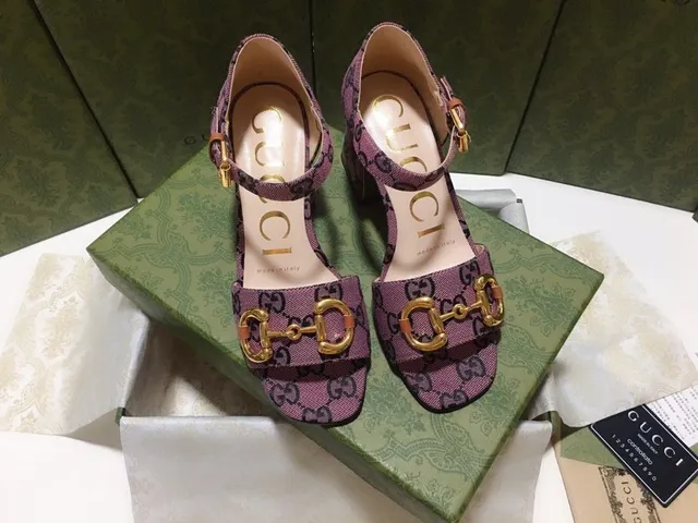 Gucci Horsebit 1955 بنفسجي أسود GG Monogram قماش ناعم لون ذهبي قفل كعب كتلي 8