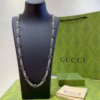 Gucci Interlocking G ফুলের নকশা সিলভার টোন নেকলেস