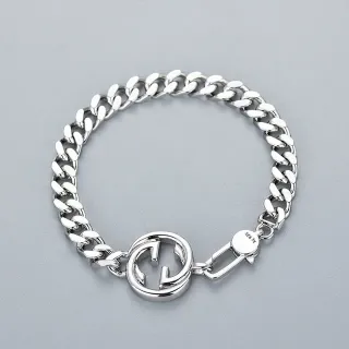 Gucci Interlocking G Curb-Link Silver Bracelet