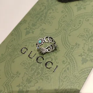 Gucci Interlocking G 向日葵绿松石戒指