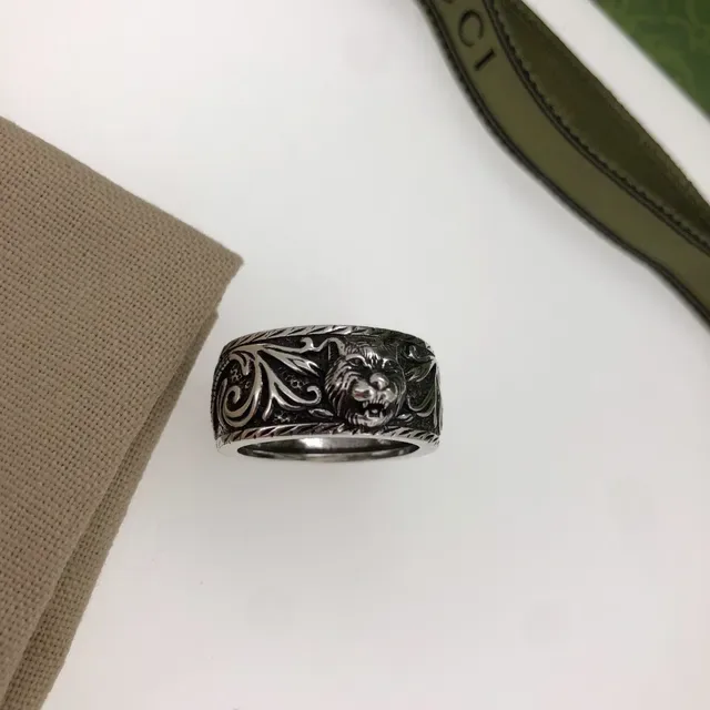 Gucci Lion Head Ornate Scrollwork चांदी अंगूठी 4