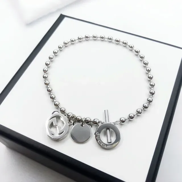 Gucci Multi-Charm Ball Chain Silver Toggle Clasp Bracelet 3