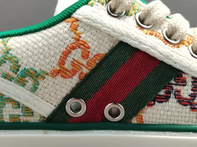 Gucci Multicolor Blanco Jacquard GG-Print Parte superior Rayas Web Verde-Rojo-Verde Zapatillas Lifestyle 10