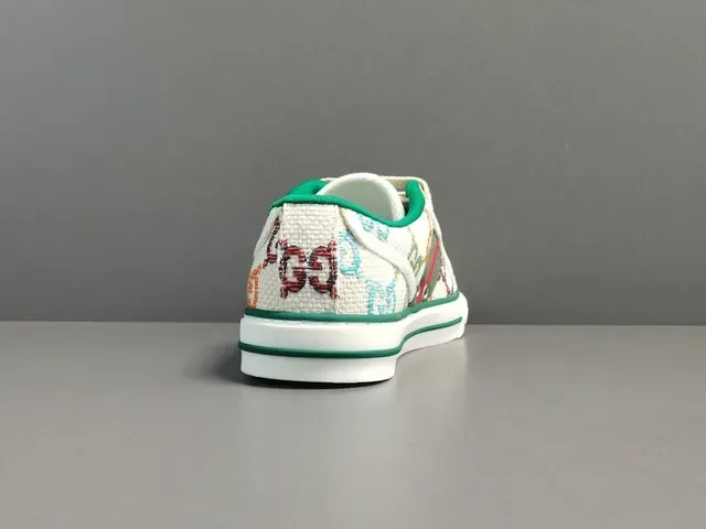 Gucci Multicolor Blanco Jacquard GG-Print Parte superior Rayas Web Verde-Rojo-Verde Zapatillas Lifestyle 16
