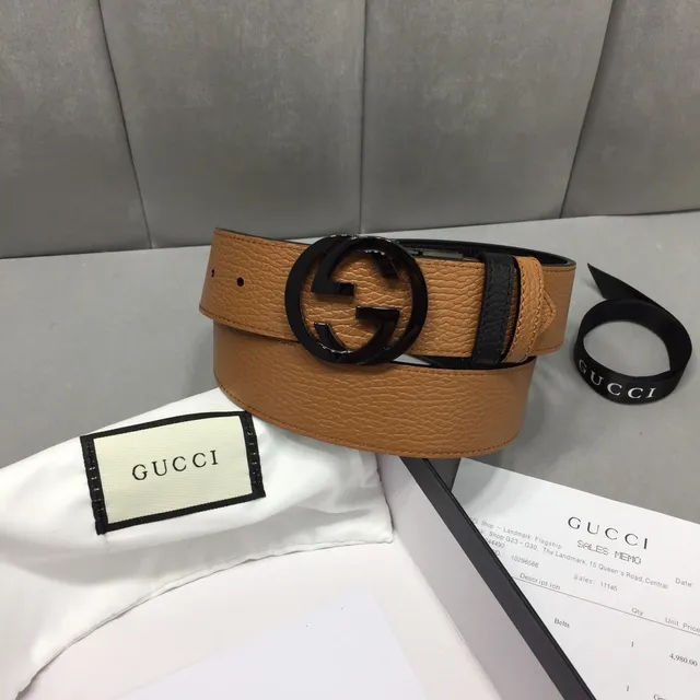 Gucci Ophidia Ceinture en cuir noir et tan 2